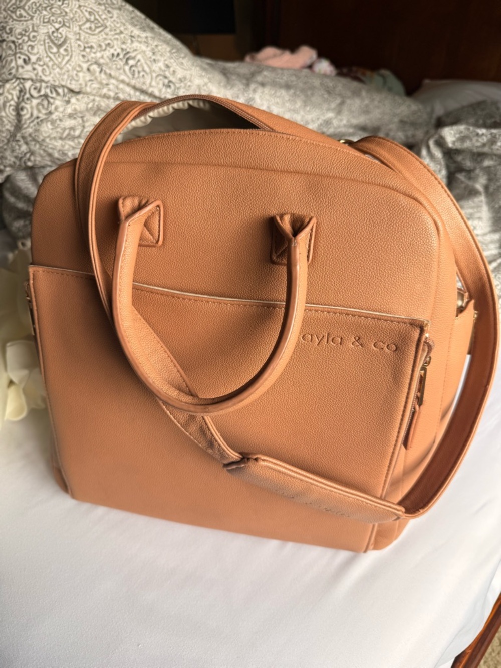 Ayla & Co Camel Baby Bag Tote with Convertible Strap